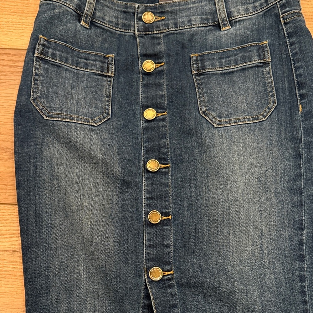 The Limited Blue Button-Front Pencil Skirt - Picture 9 of 11
